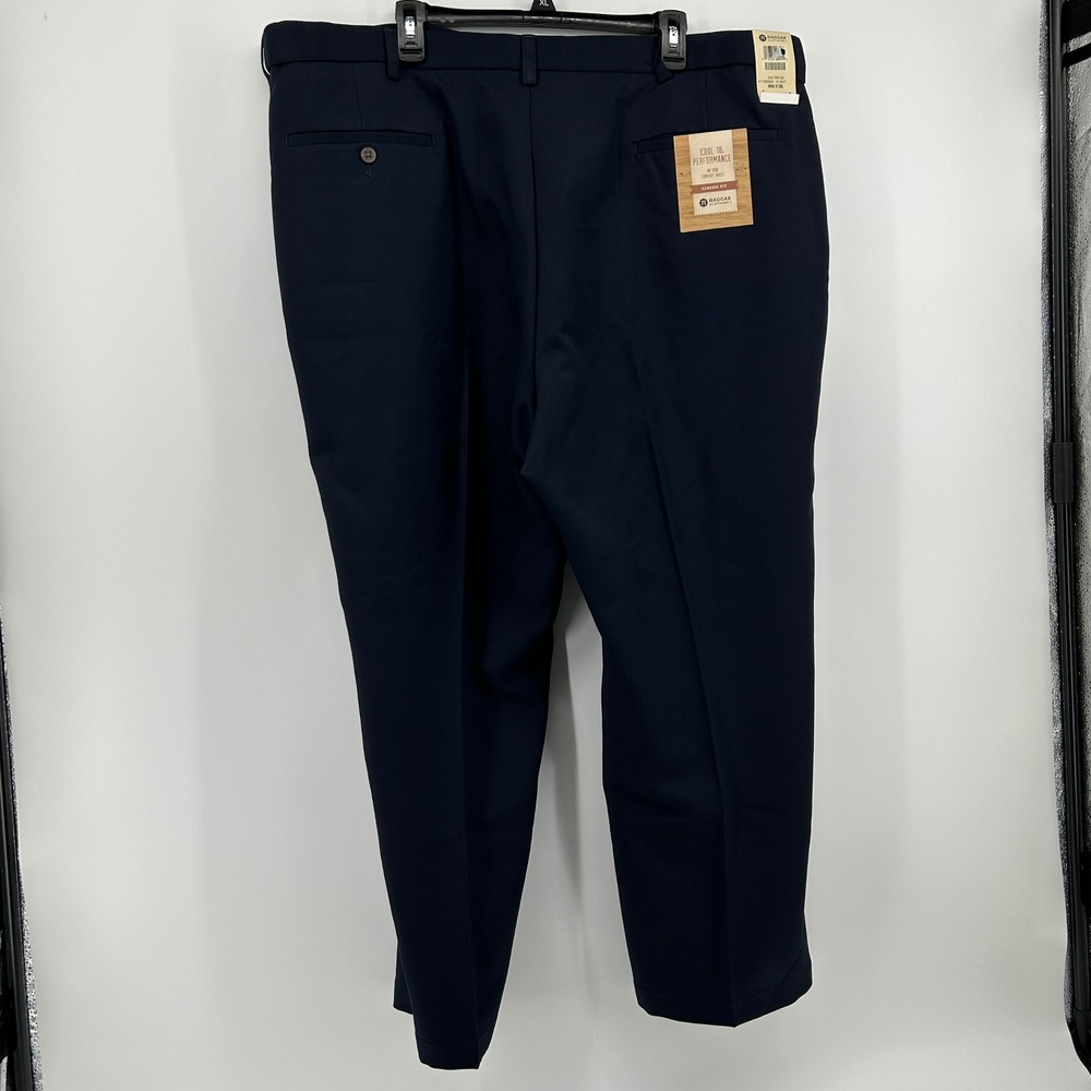 BUNDLE Haggar Cool 18 Performance Mens Navy Blue Tan Dress Pants 46x29 NWT Work - Picture 7 of 16
